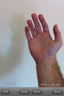 Lucas Kanade Optical Flow for the iPhone - Turning hand around